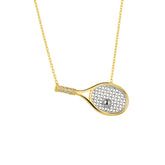 Sterling Silver Gold Tennis Racket Necklace
